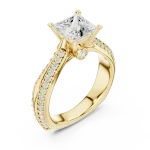 Symmetry Princess Cut Pavé-Set Solitaire Engagement Ring