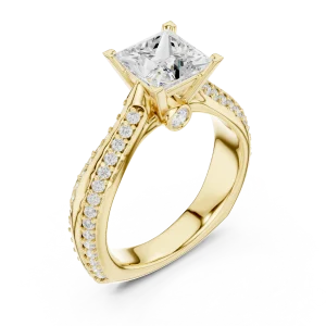 Symmetry Princess Cut Pavé-Set Solitaire Engagement Ring