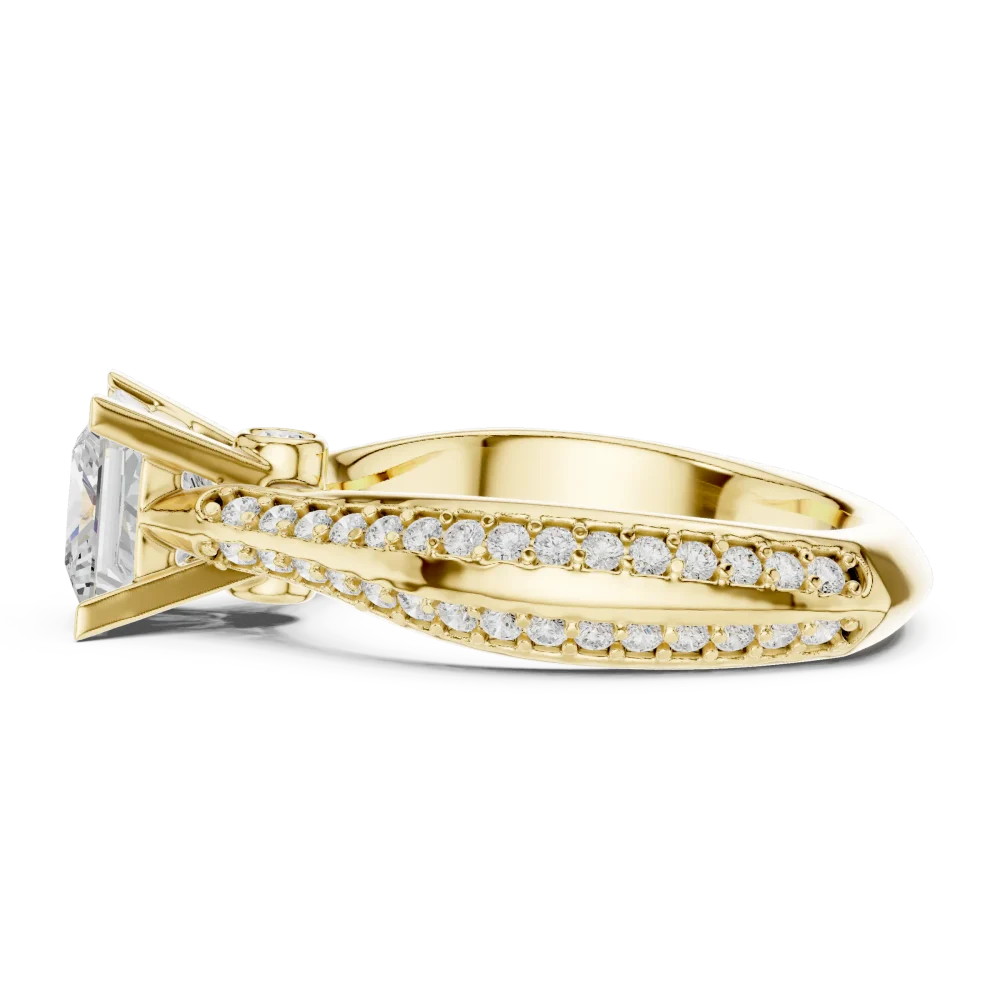 Symmetry Princess Cut Pavé-Set Solitaire Engagement Ring - Image 4