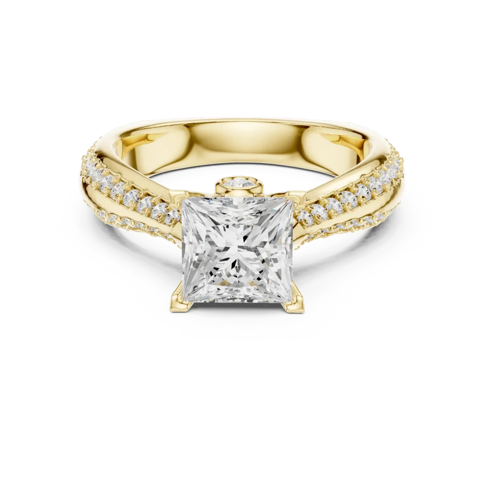 Symmetry Princess Cut Pavé-Set Solitaire Engagement Ring - Image 2