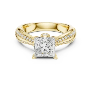 Symmetry Princess Cut Pavé-Set Solitaire Engagement Ring - Image 2