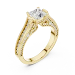 Architectural Princess Cut Pavé-Set Solitaire Ring