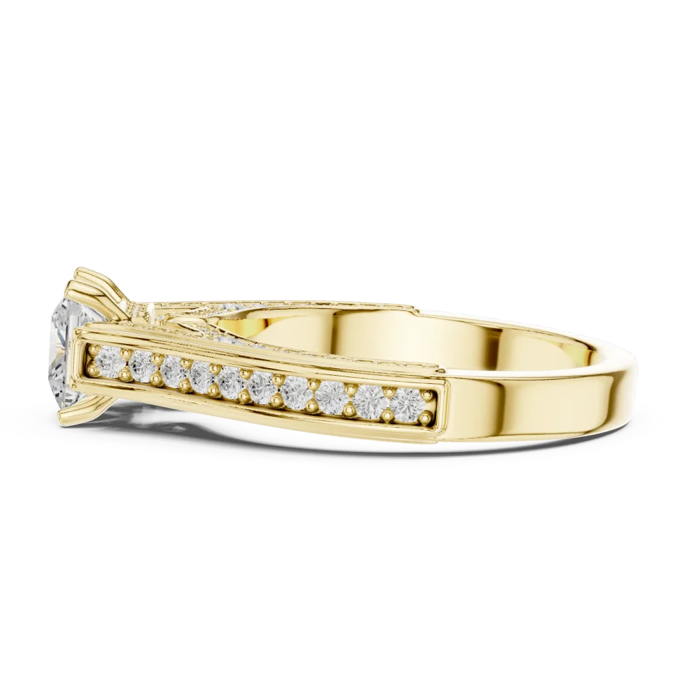 Architectural Princess Cut Pavé-Set Solitaire Ring - Image 4