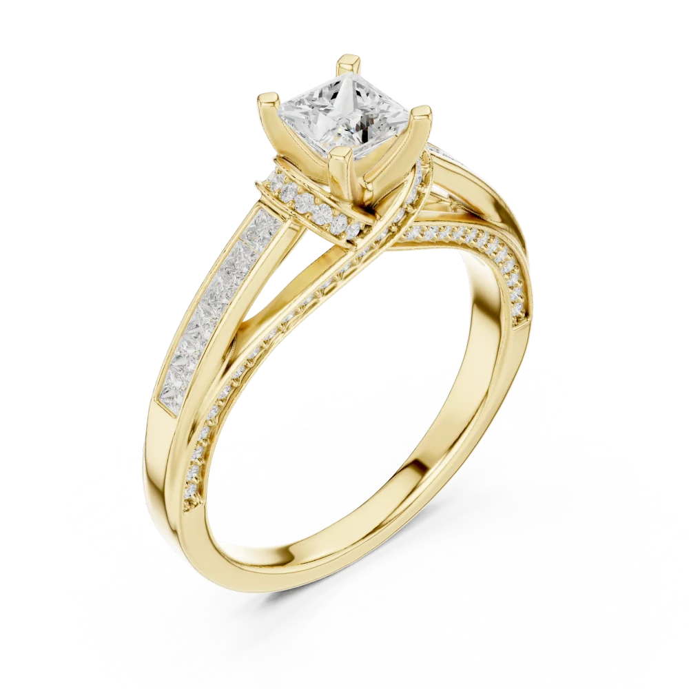 Discover the modern elegance of our princess cut solitaire engagement ring. Featuring brilliant DIAMEUR diamonds and sleek design. Shop the look today.