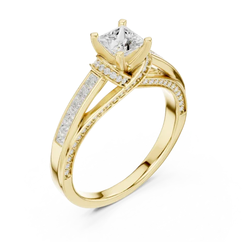 Symmetry Princess Cut Channel-Set Solitaire Engagement Ring