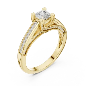 Ethereal Radiant Cut Pavé-Set Solitaire Engagement Ring