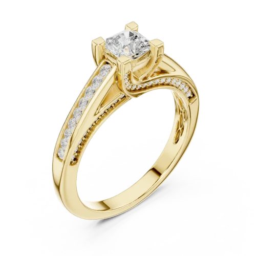 Ethereal Radiant Cut Pavé-Set Solitaire Engagement Ring