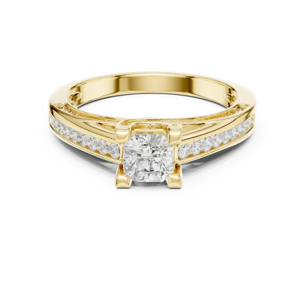 Ethereal Radiant Cut Pavé-Set Solitaire Engagement Ring - Image 2