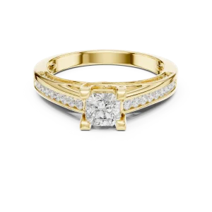 Ethereal Radiant Cut Pavé-Set Solitaire Engagement Ring - Image 2