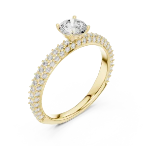 Luminary Round Brilliant Pavé-Set Solitaire Ring
