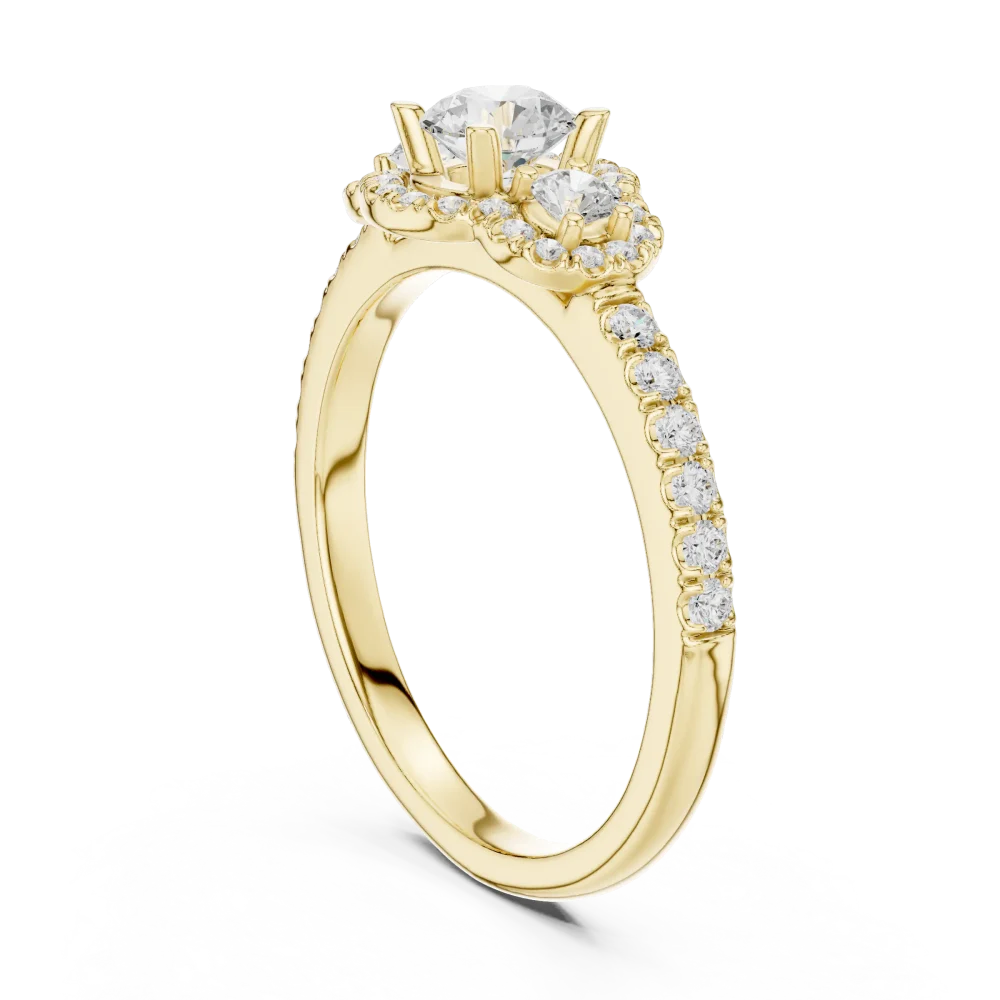 Luminary Round Brilliant Three-Stone Halo Solitaire Ring - Image 3