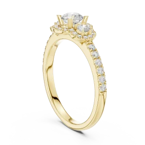 Luminary Round Brilliant Three-Stone Halo Solitaire Ring - Image 3