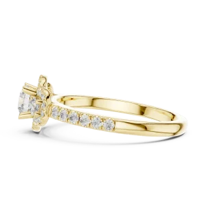 Luminary Round Brilliant Three-Stone Halo Solitaire Ring - Image 4
