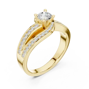 Ethereal Luminary Round Brilliant Pavé-Set Solitaire Ring