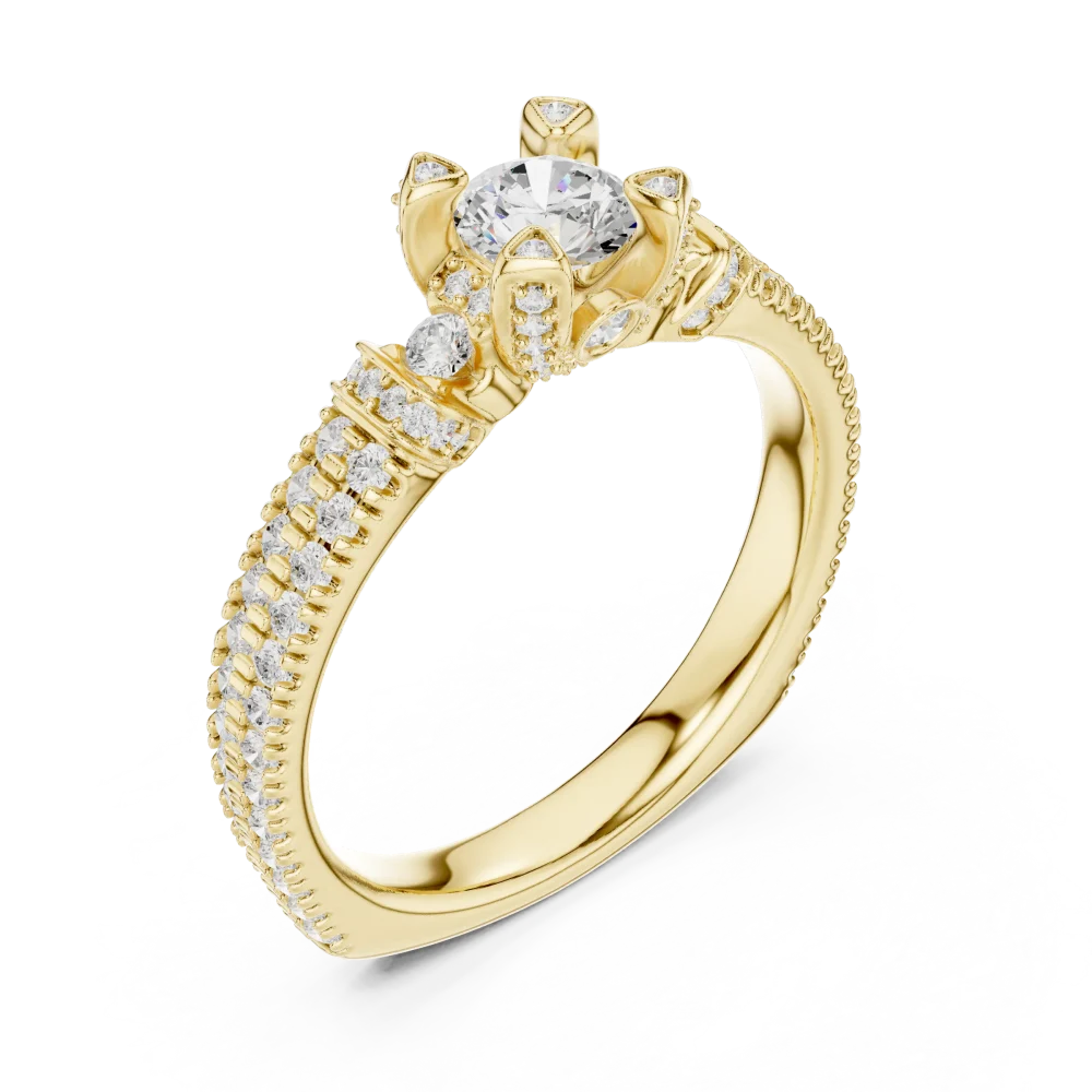 Discover the Luminary Solitaire Ring, a pavé-set masterpiece featuring a brilliant DIAMEUR diamond for unmatched fire. Elevate your style today.