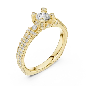 Luminary Round Brilliant Pavé-Set Solitaire Engagement Ring