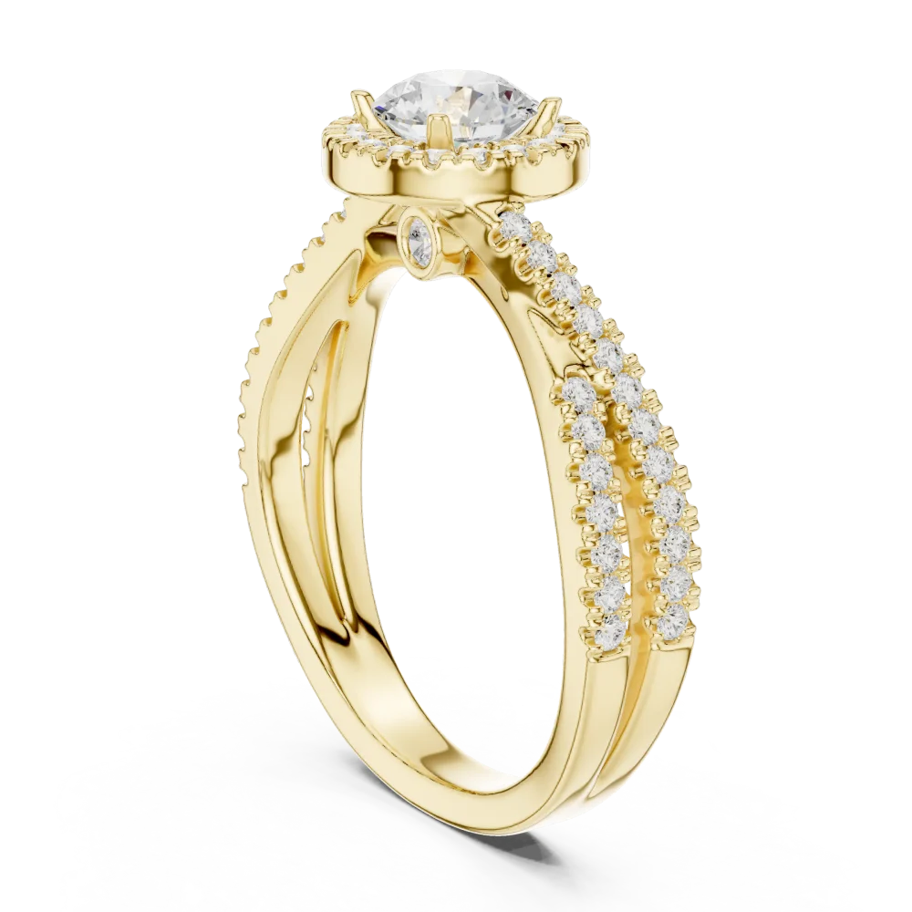Luminary Round Brilliant Pavé-Set Split Shank Solitaire Ring - Image 3