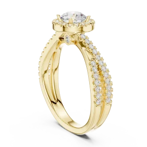 Luminary Round Brilliant Pavé-Set Split Shank Solitaire Ring - Image 3
