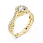 Luminary Round Brilliant Pavé-Set Split Shank Solitaire Ring