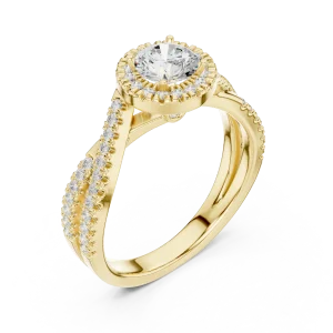 Luminary Round Brilliant Pavé-Set Split Shank Solitaire Ring