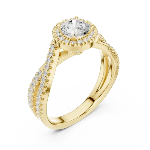 Luminary Round Brilliant Pavé-Set Split Shank Solitaire Ring