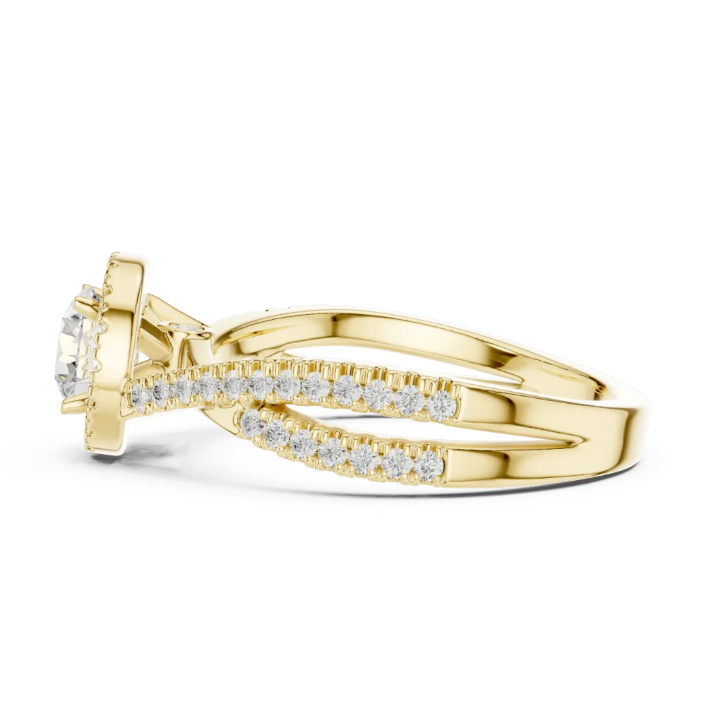 Luminary Round Brilliant Pavé-Set Split Shank Solitaire Ring - Image 4