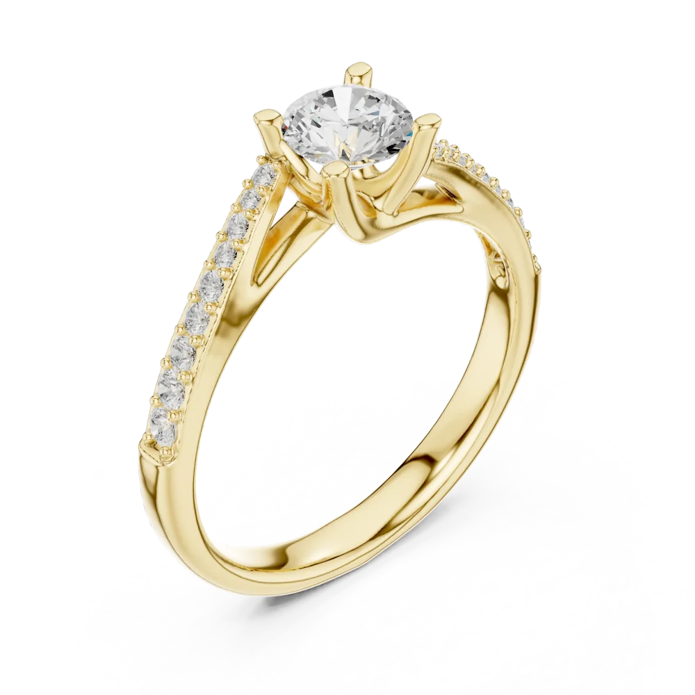 Embrace modern elegance with this round brilliant solitaire ring, featuring a stunning split-shank design. Elevate your style and shop today.