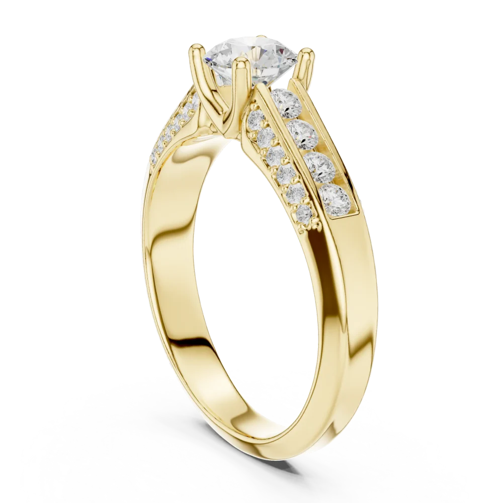 Luminary Round Brilliant Pavé-Set Modern Classic Solitaire Ring - Image 3