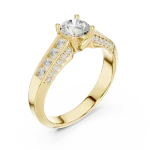 Luminary Round Brilliant Pavé-Set Modern Classic Solitaire Ring
