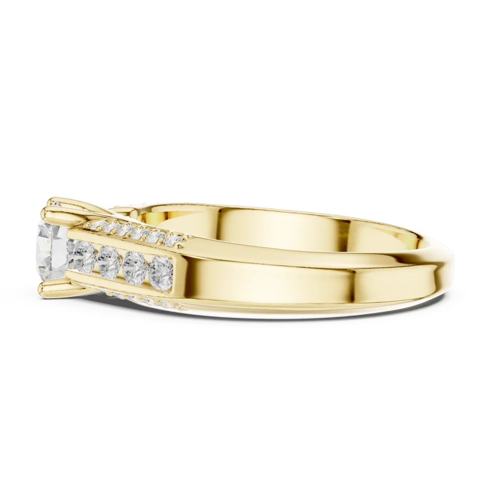 Luminary Round Brilliant Pavé-Set Modern Classic Solitaire Ring - Image 4
