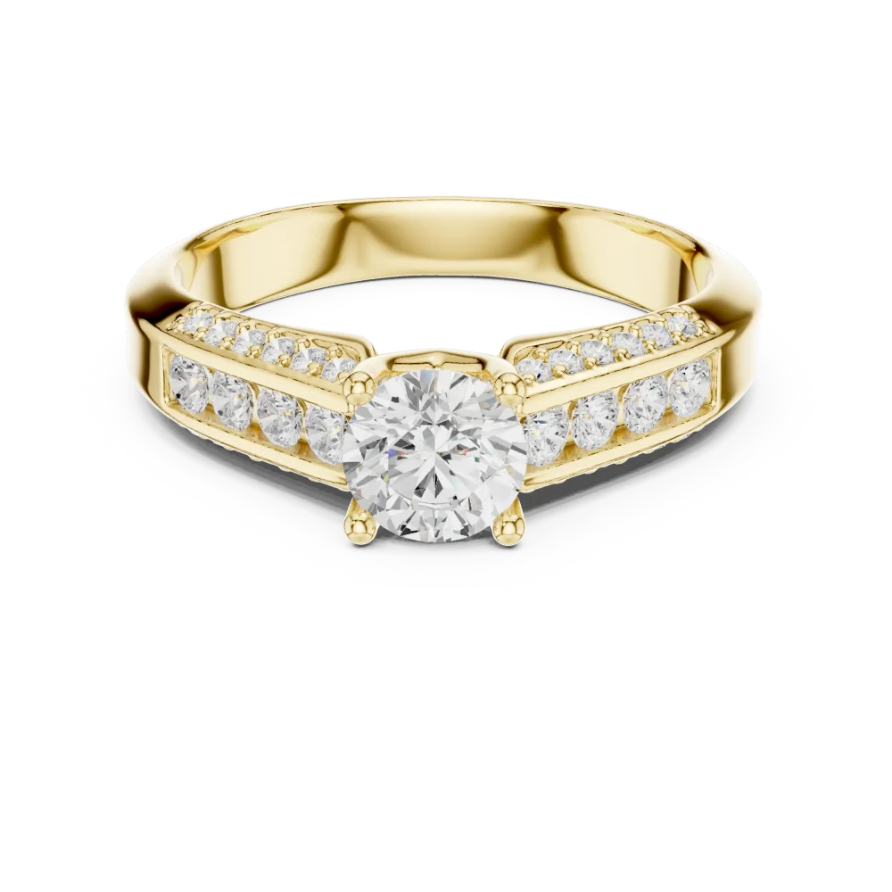 Luminary Round Brilliant Pavé-Set Modern Classic Solitaire Ring - Image 2