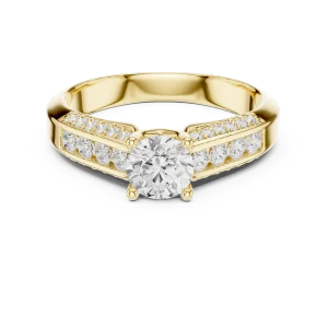 Luminary Round Brilliant Pavé-Set Modern Classic Solitaire Ring - Image 2
