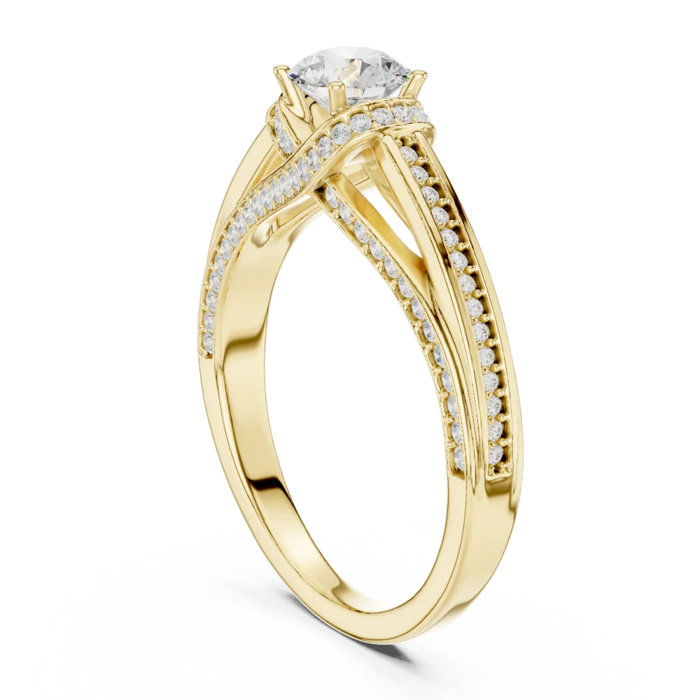 Luminary Round Brilliant Pavé-Set Architectural Solitaire Ring - Image 3