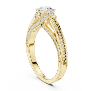 Luminary Round Brilliant Pavé-Set Architectural Solitaire Ring - Image 3