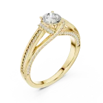 Luminary Round Brilliant Pavé-Set Architectural Solitaire Ring