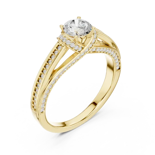 Luminary Round Brilliant Pavé-Set Architectural Solitaire Ring