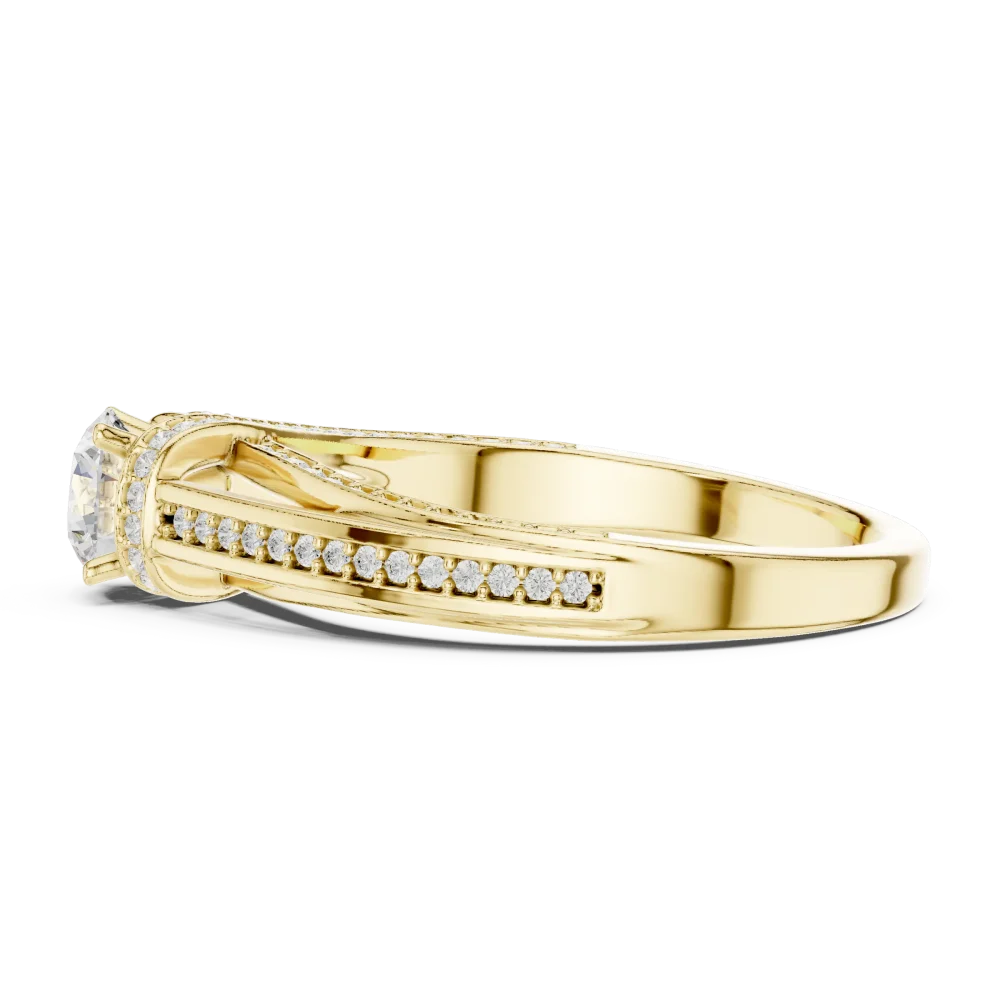 Luminary Round Brilliant Pavé-Set Architectural Solitaire Ring - Image 4
