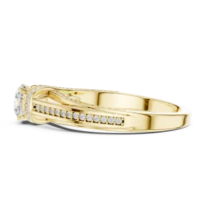 Luminary Round Brilliant Pavé-Set Architectural Solitaire Ring - Image 4