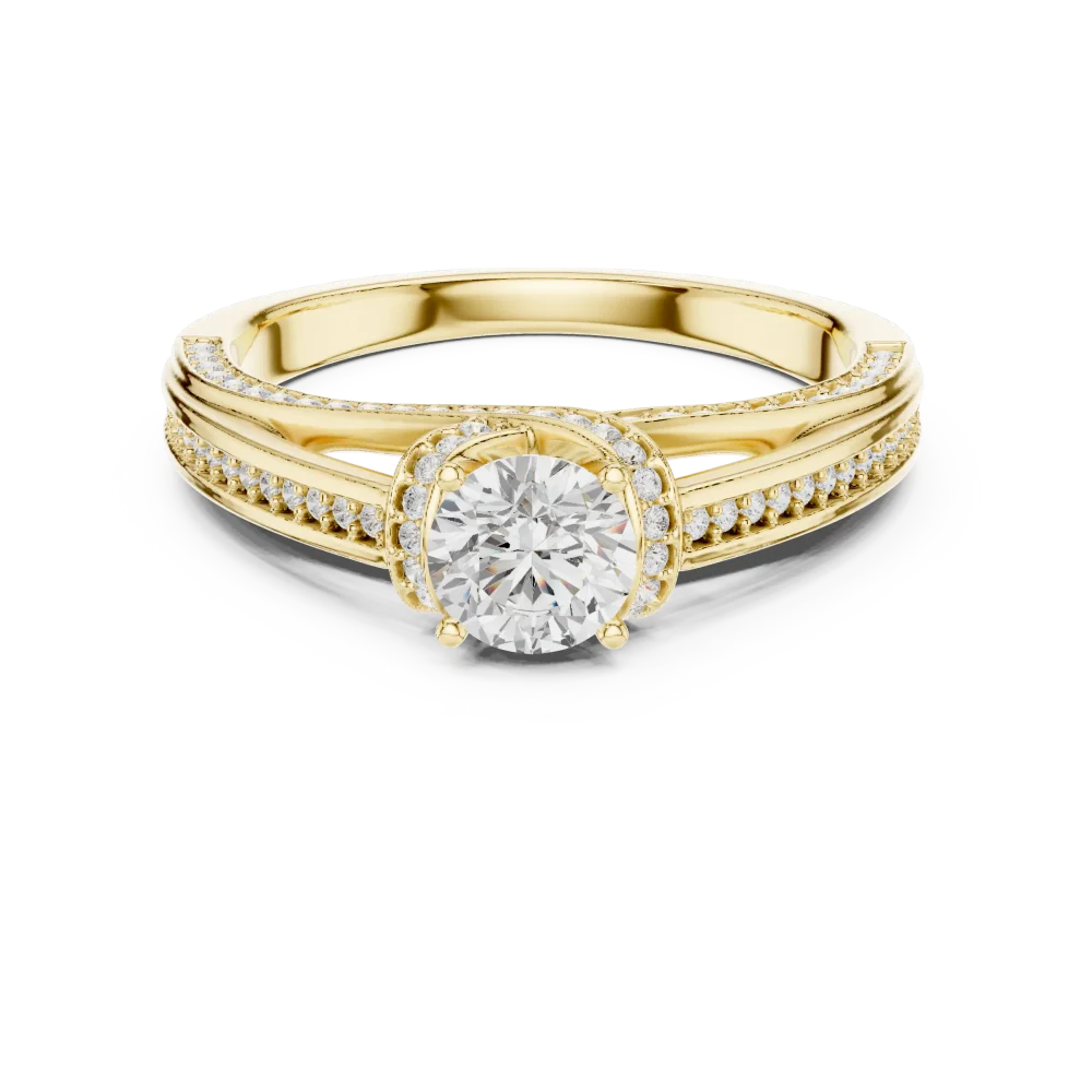 Luminary Round Brilliant Pavé-Set Architectural Solitaire Ring - Image 2