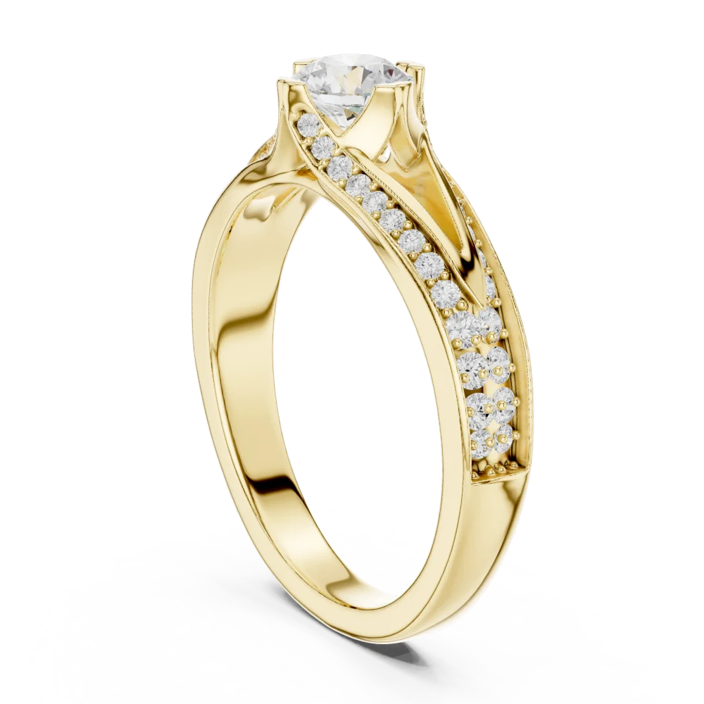 Luminary Round Brilliant Pavé-Set Split-Shank Solitaire Ring - Image 3