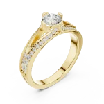 Luminary Round Brilliant Pavé-Set Split-Shank Solitaire Ring