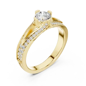 Luminary Round Brilliant Pavé-Set Split-Shank Solitaire Ring