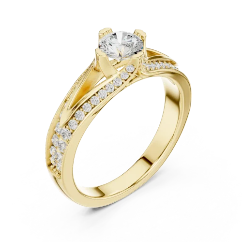 Luminary Round Brilliant Pavé-Set Split-Shank Solitaire Ring