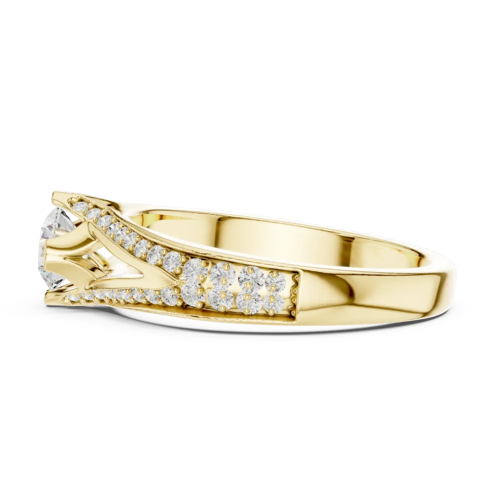 Luminary Round Brilliant Pavé-Set Split-Shank Solitaire Ring - Image 4
