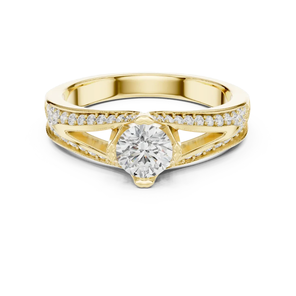 Luminary Round Brilliant Pavé-Set Split-Shank Solitaire Ring - Image 2