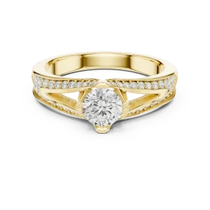 Luminary Round Brilliant Pavé-Set Split-Shank Solitaire Ring - Image 2