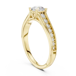 Luminary Round Brilliant Pavé-Set Solitaire Engagement Ring - Image 3