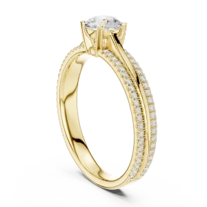Ethereal Luminary Round Cut Pavé-Set Solitaire Ring - Image 3