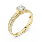 Ethereal Luminary Round Cut Pavé-Set Solitaire Ring
