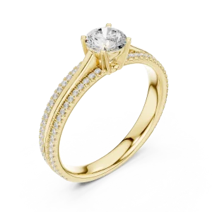 Ethereal Luminary Round Cut Pavé-Set Solitaire Ring